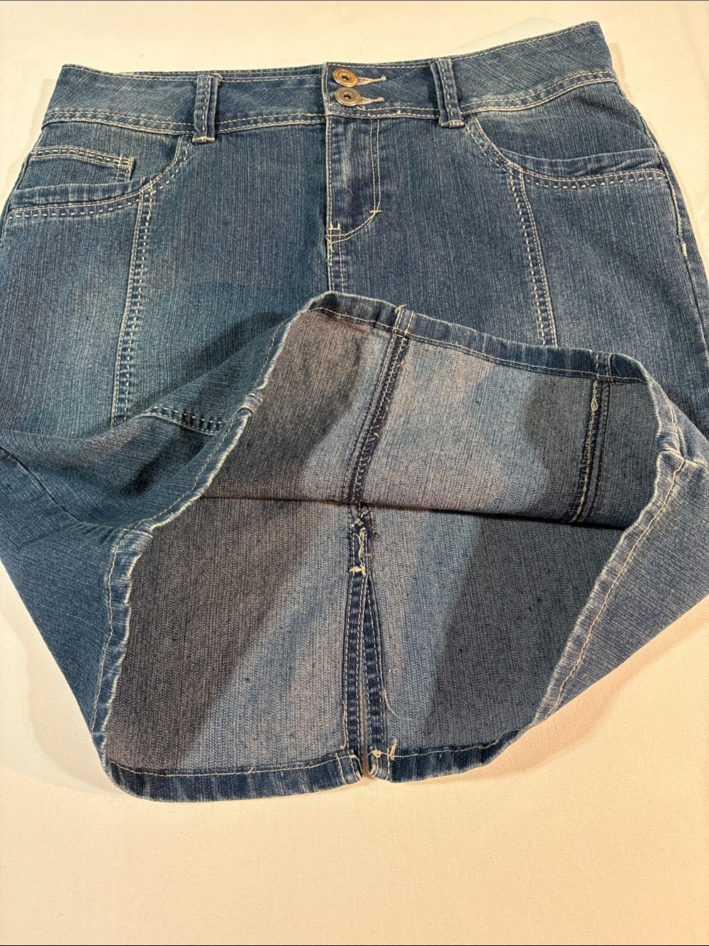 dressbarn Blue Denim A-Line Skirt size 10 pockets - Picture 12 of 13